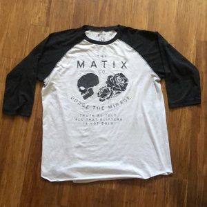 2/$12 Matix Skull Rose Baseball T Shirt